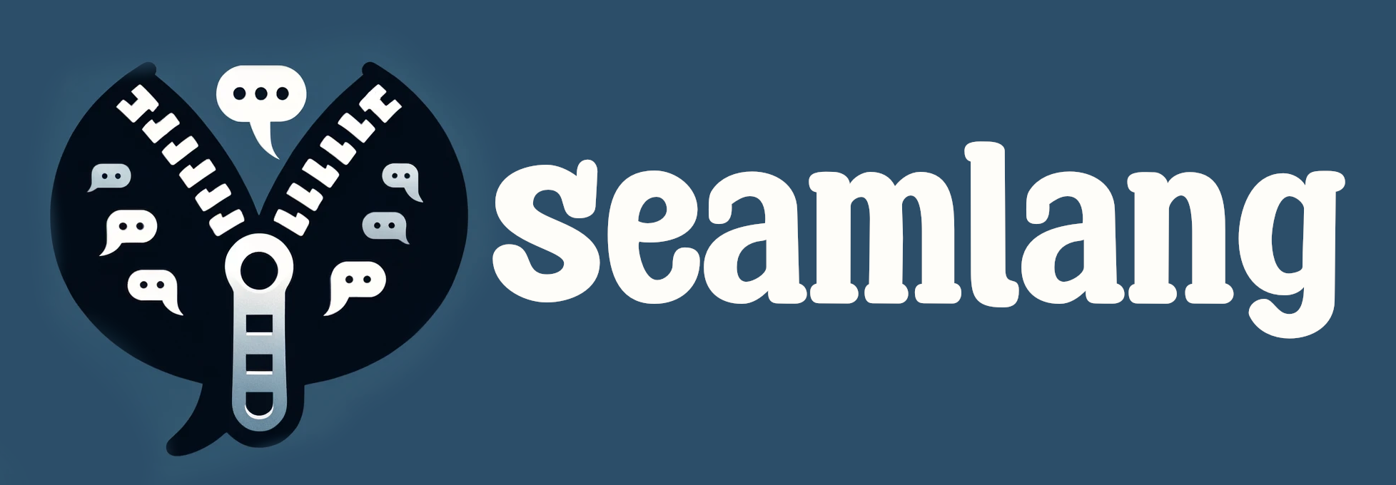 Seamlang logo, a stylized speech bubble with the Seamlang text next to it